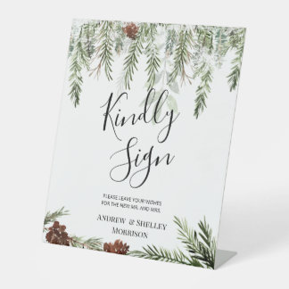 Winter Pine Kindly Sign Wedding Guest Book