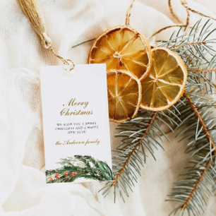 Winter Pine Merry Christmas Gift Tags