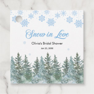 Winter Pine Snow in Love Snowflakes Bridal Shower Favor Tags