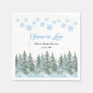 Winter Pine Snow in Love Snowflakes Bridal Shower Napkins