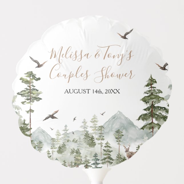 Winter Pine Tree Adventure Awaits Couple Shower Balloon (Front)