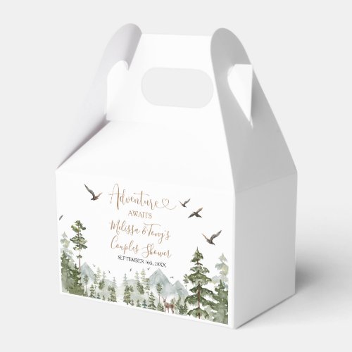 Winter Pine Tree Adventure Awaits Couple Shower Favor Boxes