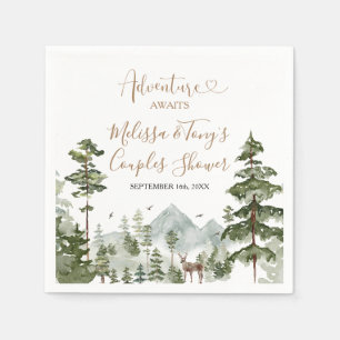 Winter Pine Tree Adventure Awaits Couple Shower Napkins