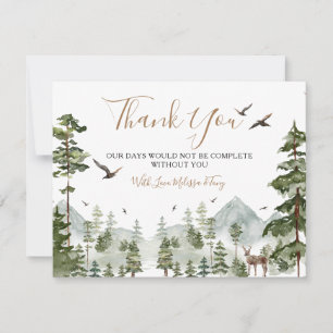Winter Pine Tree Adventure Awaits Couple Thank You Card