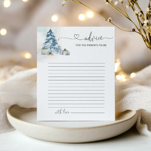 Winter pine tree advice for the parents to be card