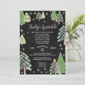 Winter Pine Tree Baby Sprinkle Invitation (Standing Front)