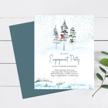 Winter Pine Tree Budget Engagement Party Invite by VGInvites at Zazzle