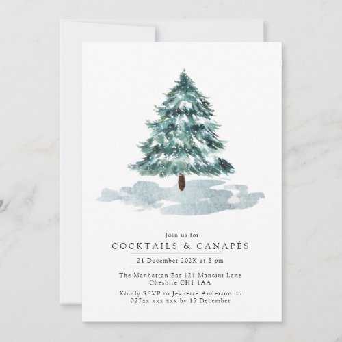 Winter Pine Tree Christmas Cocktail Invitation