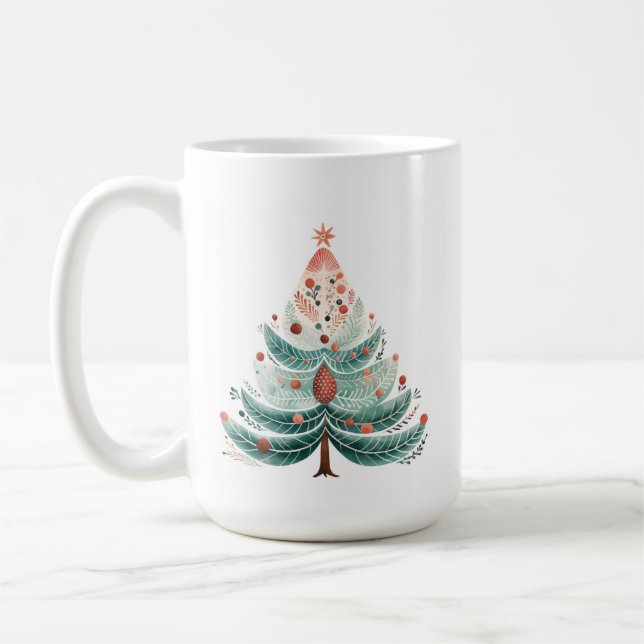 Winter Pine Tree Christmas Coffee Mug (Left)