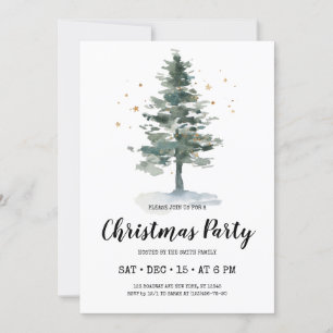 Winter Pine Tree Christmas Party Invitation