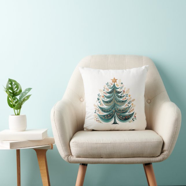 Winter Pine Tree Christmas Pillow (Chair)