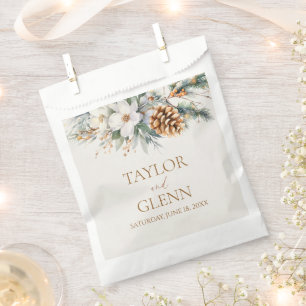 Winter Pine Tree Flower Floral Garden Wedding Favor Bag