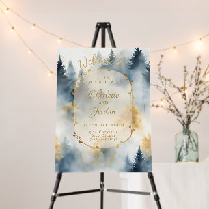 Winter Pine Tree Forest Monogram Wedding Poster