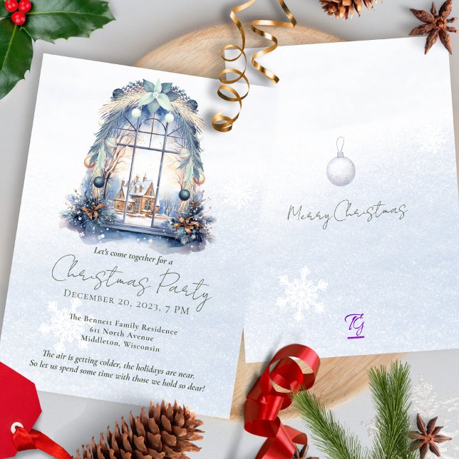 Winter Pine Tree Forest Scene Watercolor Christmas Invitation (Creator Uploaded)