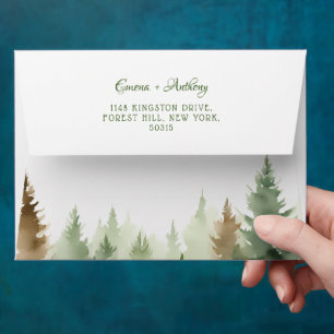Winter Pine Tree Forest Woodland Wedding Envelope