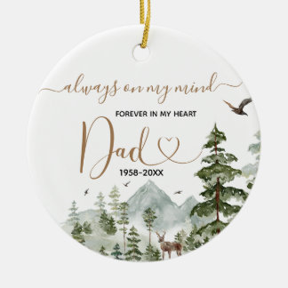 Winter Pine Tree In Loving Memory of Dad Ceramic Ornament