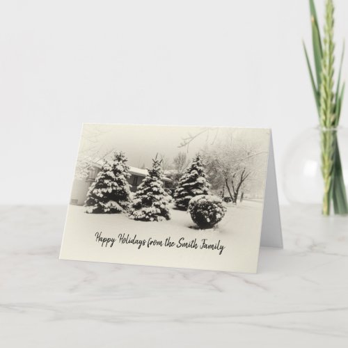 Winter Pine Tree Landscape Holiday Card