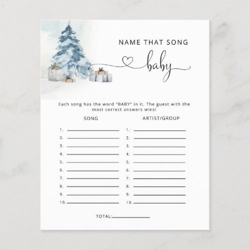 Winter pine tree Name that song baby shower game