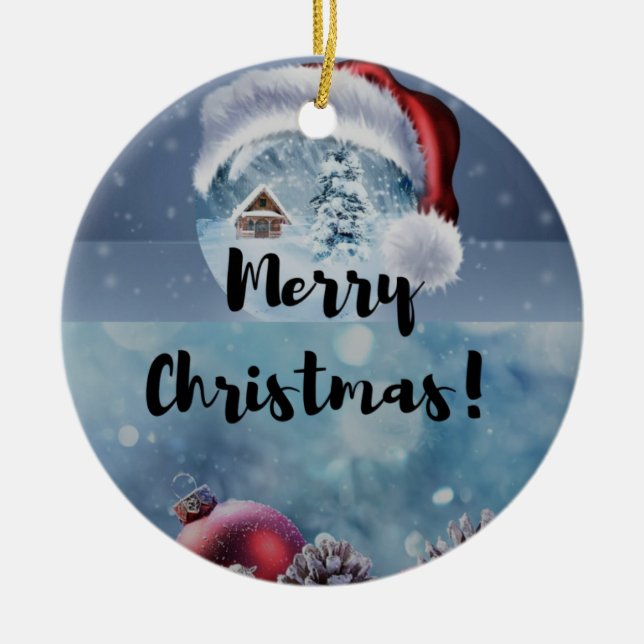 Winter Pine Tree Ornament - Holiday Keepsake (Front)