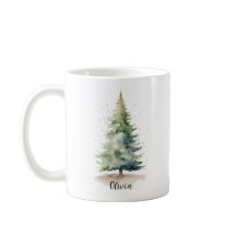 Winter Pine Tree Personalized Christmas Coffee Mug