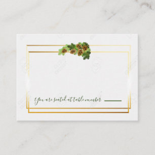 Winter Pine Tree & Pine Cones Wedding Place Card