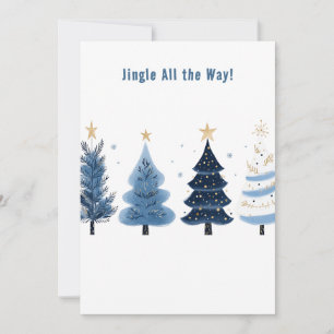Winter Pine Tree Star Christmas Season Holiday Card