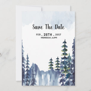 Winter pine tree wedding invitations card design
