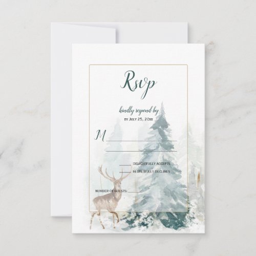 Winter Pine Tree with Snow_Covered Stag RSVP