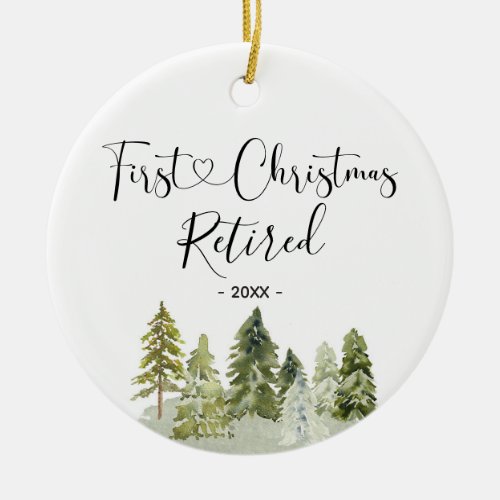Winter pine tree Woodland Retired First Christmas Ceramic Ornament