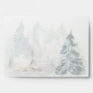 Winter Pine Trees Buffalo Plaid Envelope