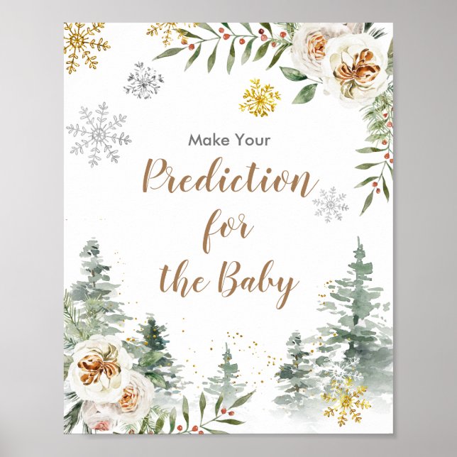 Winter Pine Trees Floral Predictions for baby Poster (Front)