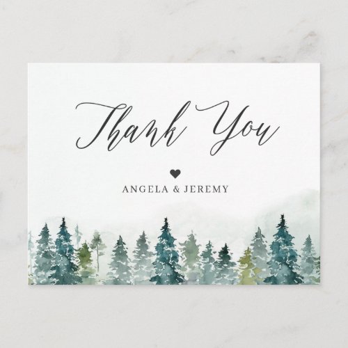 Winter Pine Trees Forest Thank You Postcard