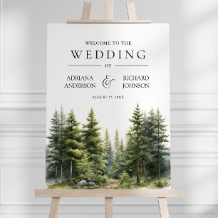 Winter Pine Trees Forest Wedding Welcome Sign