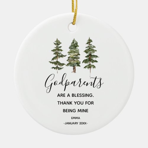 Winter Pine Trees Godparents Christmas Ornament