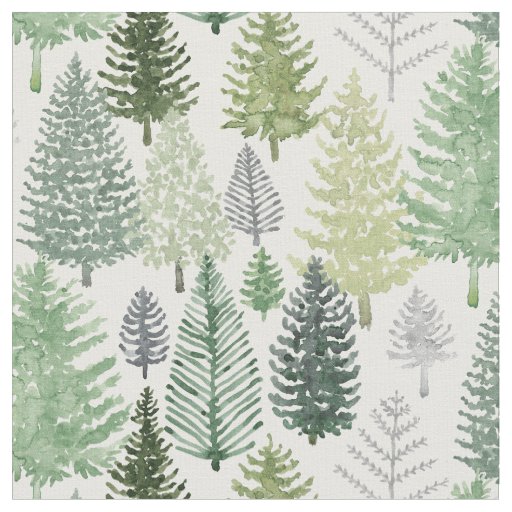 Winter Pine Trees Holiday  Fabric