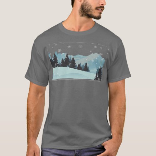 Winter Pine Trees In A Snowstorm Winter Season Sno T_Shirt