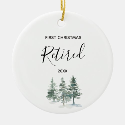 Winter Pine Trees Retired First Christmas Ceramic Ornament