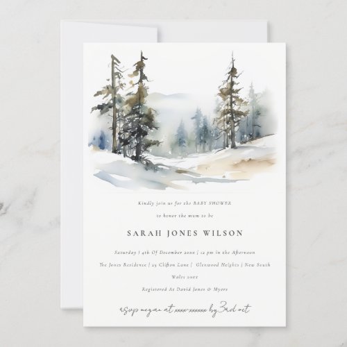 Winter Pine Trees Snow Landscape Baby Shower Invitation