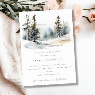 Winter Pine Trees Snow Landscape Bridal Shower Invitation