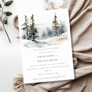 Winter Pine Trees Snow Landscape Couples Shower Invitation