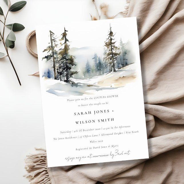Winter Pine Trees Snow Landscape Couples Shower Invitation (Creator Uploaded)