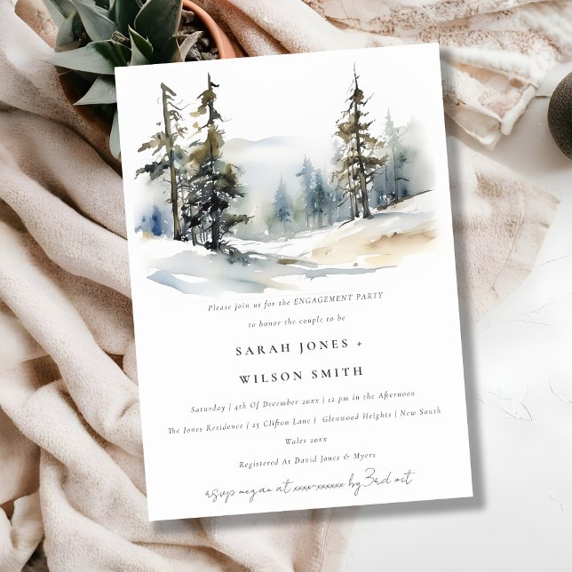 Winter Pine Trees Snow Landscape Engagement Invitation (Creator Uploaded)