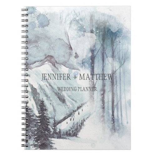 Winter Pine Trees Snow Mountains Wedding Planner Notebook