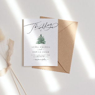Winter Pine Trees Snow Wedding Invitation