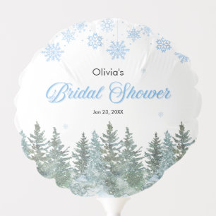 Winter Pine Trees Snowflakes Bridal Shower  Balloon