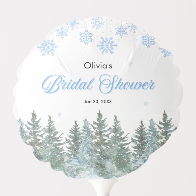 Winter Pine Trees Snowflakes Bridal Shower  Balloon (Front)
