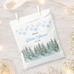 Winter Pine Trees Snowflakes Bridal Shower  Favor Bag