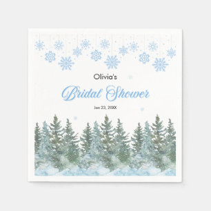 Winter Pine Trees Snowflakes Bridal Shower  Napkins