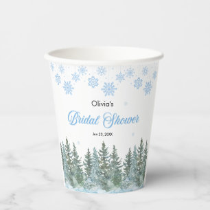 Winter Pine Trees Snowflakes Bridal Shower  Paper Cups