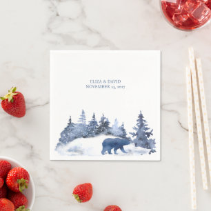 Winter Pine Trees Watercolor  Napkins